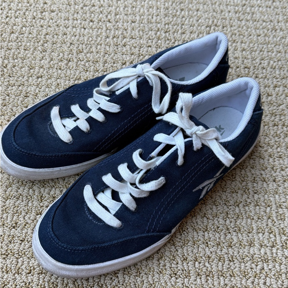 Reebok Vintage Navy and White Low-Top Sneakers